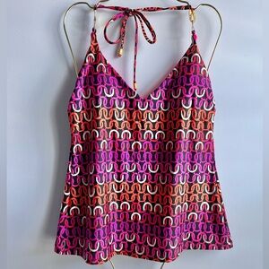 Trina Turk Women's Echo Chain Halter Tankini Top Size 10